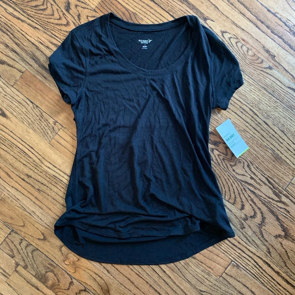 New OLD NAVY ACTIVE Black Back Cut Out Tee Shirt S
